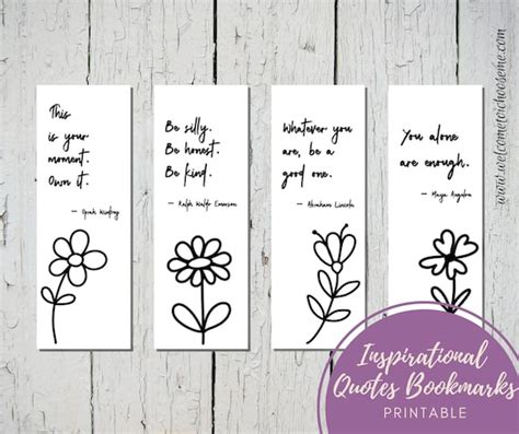 Printable Inspirational Quotes Bookmarks Set of Four | Etsy