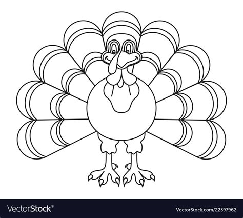 Line art black and white thanksgiving turkey Vector Image