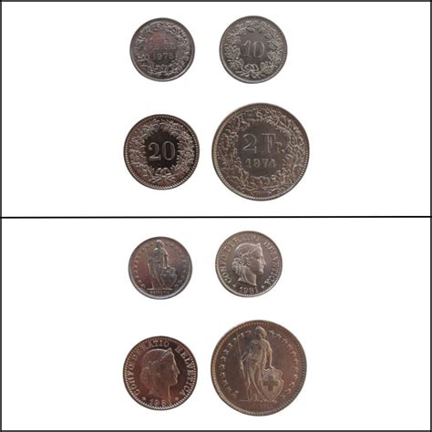 Switzerland Helvitica 4 coins lot, used coins - BidCurios