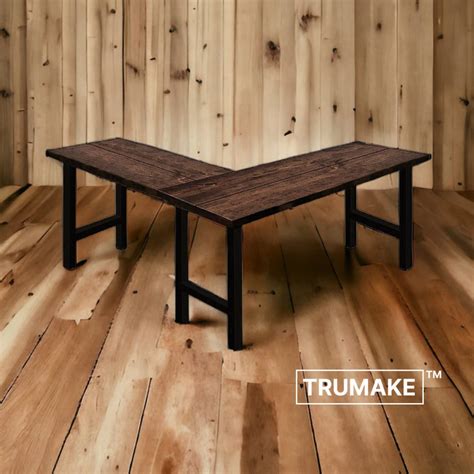 TRUMAKE L-Shaped DESK, Wood Steel Rustic Desk, Home Office Desk ...