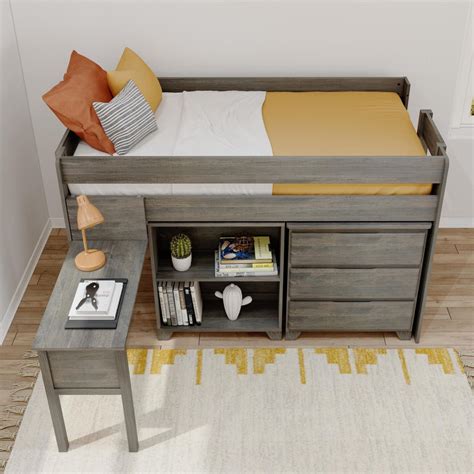 Modern Farmhouse Twin Low Loft Bed With Desk & Storage – Max and Lily