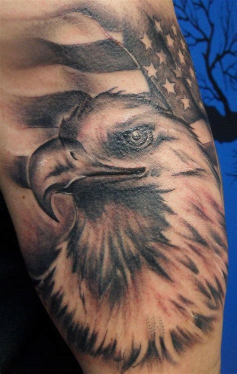 Patriotic Eagle Tattoo with American Flag