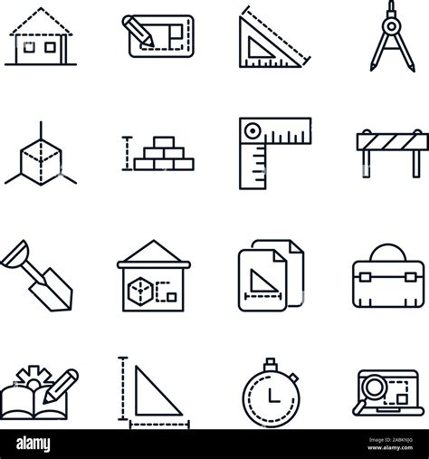 architecture construction tools icons set line vector illustration ...