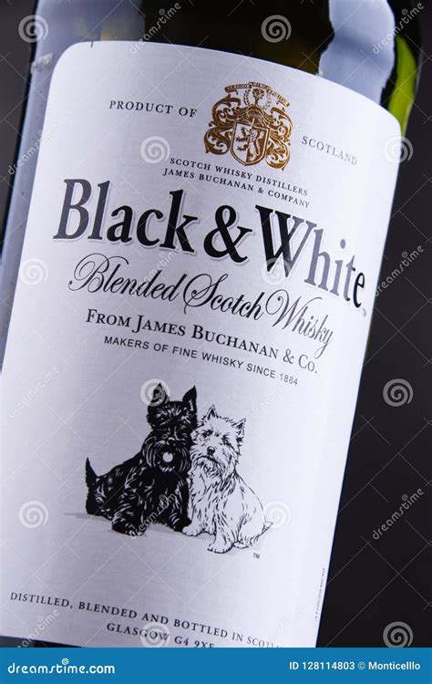 Bottle of Black and White Scotch Whisky Editorial Stock Photo - Image ...