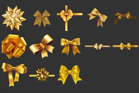 13 Gold Bow clipart, Christmas Ribbon Gift, Ribbon, Golden bow ...