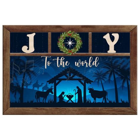 Nativity Scene, Joy to the World Wall Art Canvas, Christmas Wall Decor ...