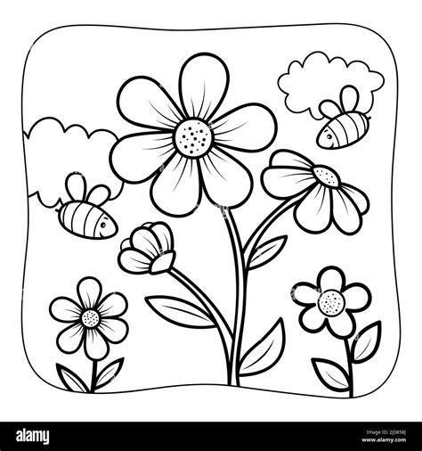 Black And White Flower Drawing For Kids