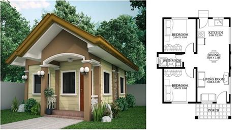 2 Bedroom Small House Plan Design : Small Home Design Plan 5x5.5m With ...