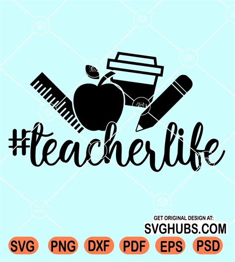 Teacher life svg, School supplies svg, Teacher SVG, Teacher T-shirt SVG