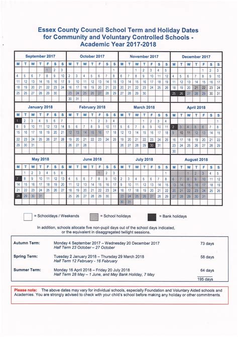 School term dates 2017--2018