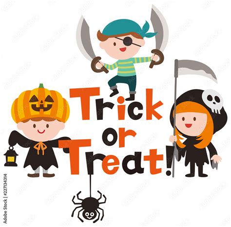 Halloween logo design and cute cartoon children.Trick or Treat.Vector 8 ...