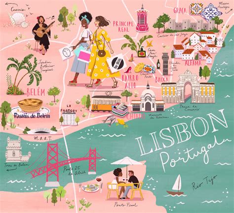 A Map of Lisbon on Behance | Illustrated map, Lisbon map, Retro travel ...