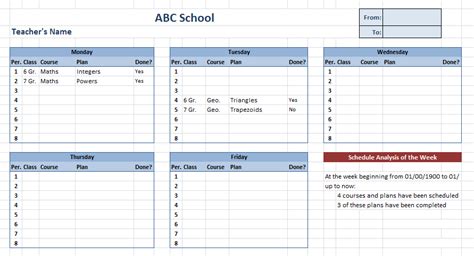 10+ Free Teacher Schedule Templates (MS Word, Excel & PDF)