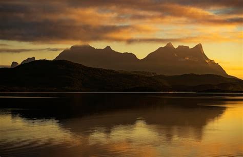 Premium Photo | Fjord and mountains sunset in northern norway