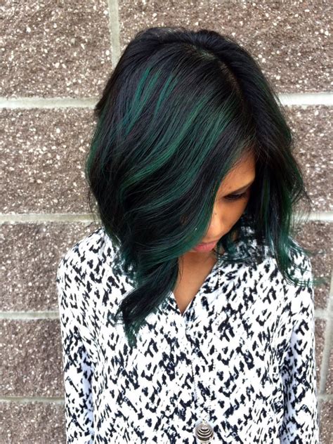 dark green hair highlights