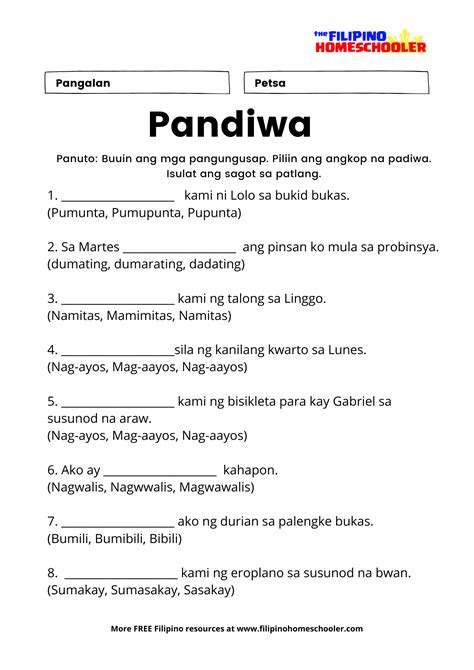 Aspekto ng Pandiwa at Mga Halimbawa — The Filipino Homeschooler