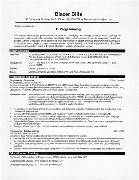 Computer Programmer Resume Example