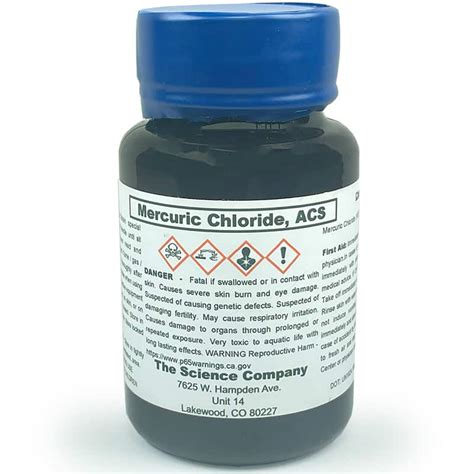 ACS Grade Mercuric Chloride, 100g for sale. Buy from The Science Company.