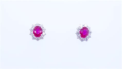 Oval Ruby & Diamonds Earrings - Berani Jewellery