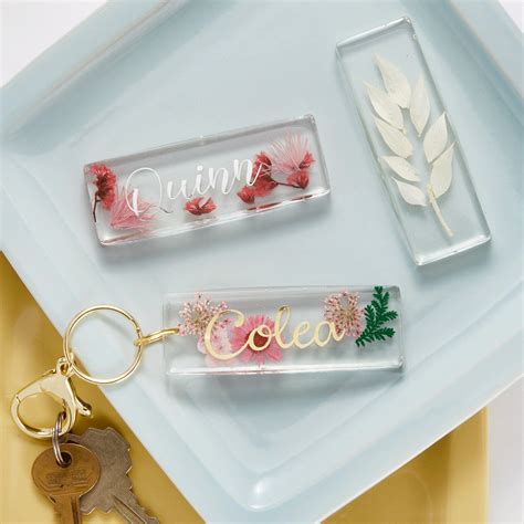 Personalized Pressed Flower Resin Keychain | Michaels