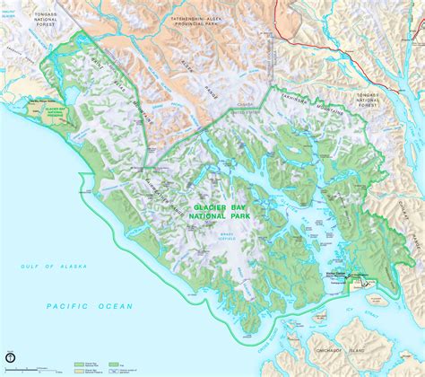 Detailed map of Glacier Bay National Park