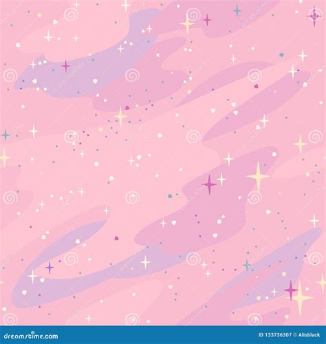 Seamless Pattern with Magical Sparkling Starry Sky in a Pastel Stock ...