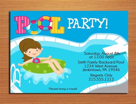 Swimming Pool Birthday Party Invitations - Invitation Design Blog