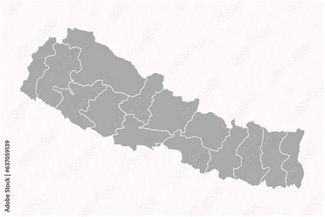 Detailed Map of Nepal With States and Cities Stock Vector | Adobe Stock