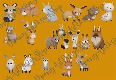 Cute Animal Clip Art, Cute Animals Png, Clip Art Png Bundle, Baby ...