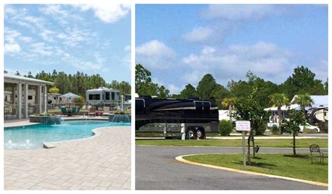 Bus park and pool at Sugar Sands RV Resort