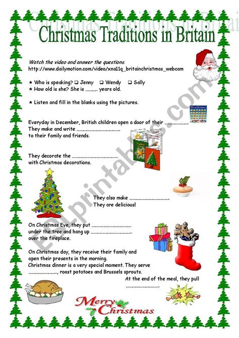 Christmas Traditions in Britain - ESL worksheet by clemad