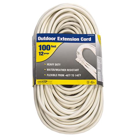 100 foot White Extension Cord, 12 gauge