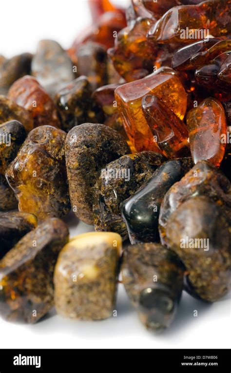 Baltic Sea amber isolated on white background Stock Photo - Alamy