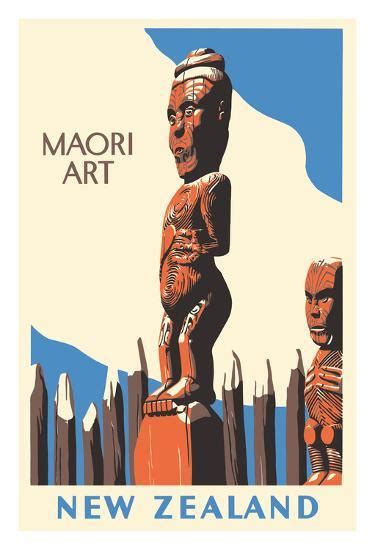 'New Zealand - Maori Art - Carved Wooden Statues' Giclee Print - Marcus ...