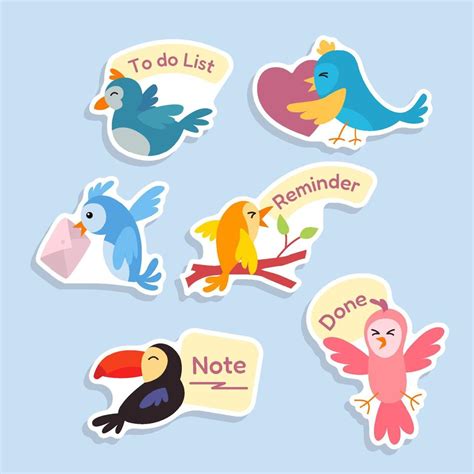 Cute Stickers for Journal Template Bird 9728766 Vector Art at Vecteezy