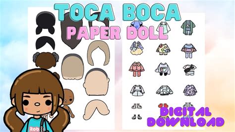 Toca Boca Paper Doll With Clothes And Shoes Quiet Book Pages