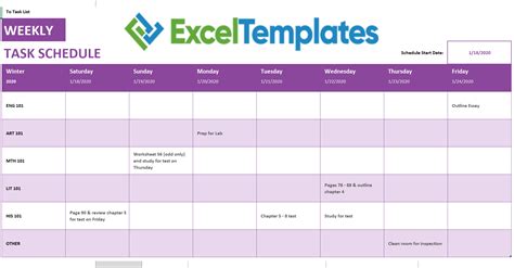 Weekly Calendar Template Excel - Printable Template Calendar