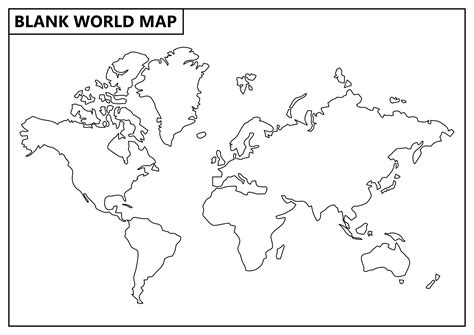 World Outline Map With Continents And Oceans