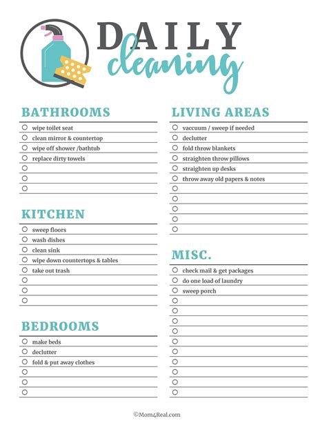 40 Printable House Cleaning Checklist Templates ᐅ Template Lab - Free ...