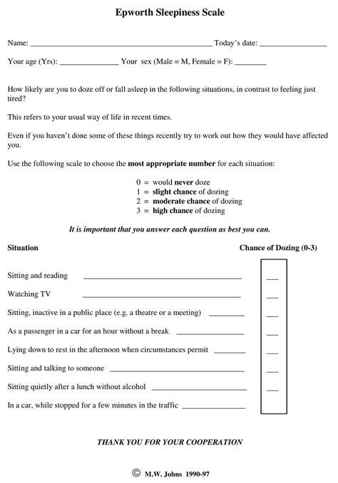 Epworth sleepiness scale & Epworth sleepiness scale test