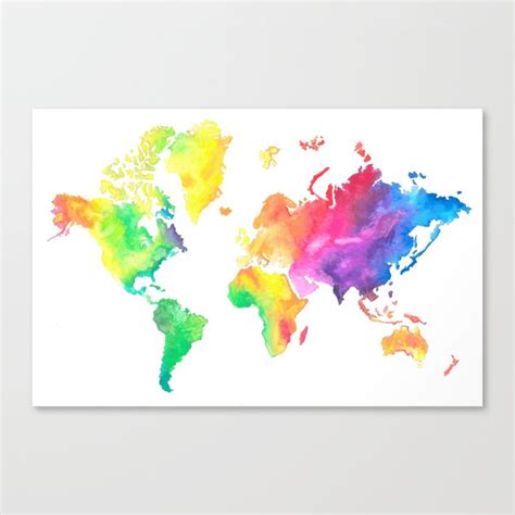 Colorful World Map Canvas Print by Rachel Red | Society6