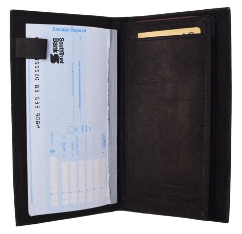 Genuine Leather Checkbook Cover Wallet Organizer W/ Credit Card Holder ...