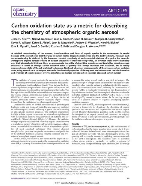 (PDF) Carbon oxidation state as a metric for describing the ...cires1 ...