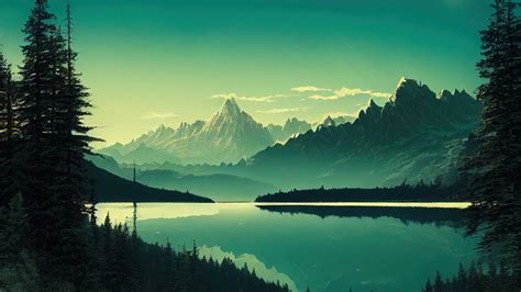 Mountain Lake Reflection in Nature Scenery 4K Wallpaper - Download Free ...