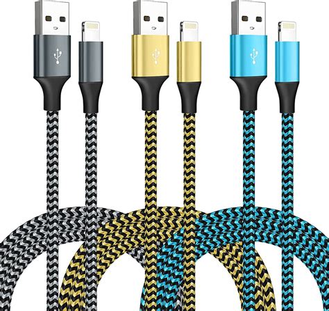 Apple Certified 3-Pack, 6ft, Extra-Long Fast Charging Nylon Braided ...