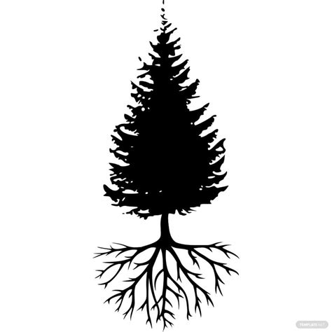 Pine Tree with Roots Silhouette in PSD, Illustrator, SVG, JPG, EPS, PNG ...