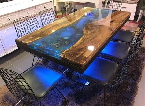 New design led light epoxy resin river table epoxy table | Etsy