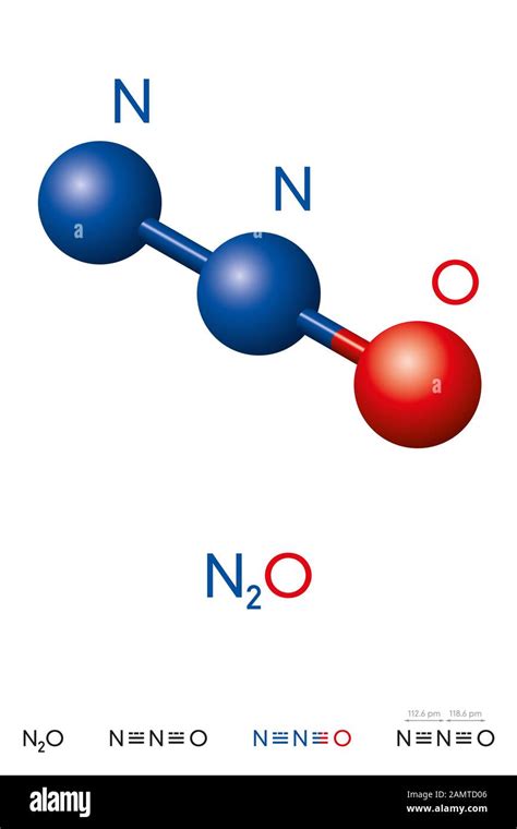 Nitrous oxide molecular model Cut Out Stock Images & Pictures - Alamy