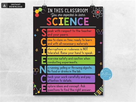 Science Classroom Rules Poster Science Class Decor Science - Etsy Singapore