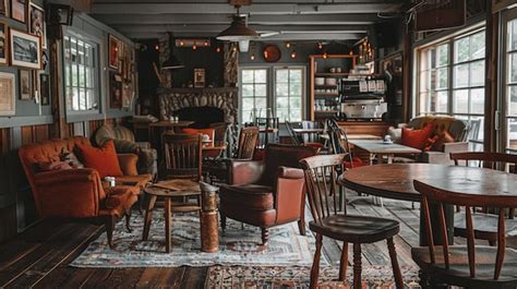 Premium Photo | Cozy Rustic Farmhouse Coffee Shop Interior with Vintage ...